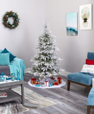 Flocked West Virginia Spruce Artificial Christmas Tree with Lights and Bendable Branches, 72"