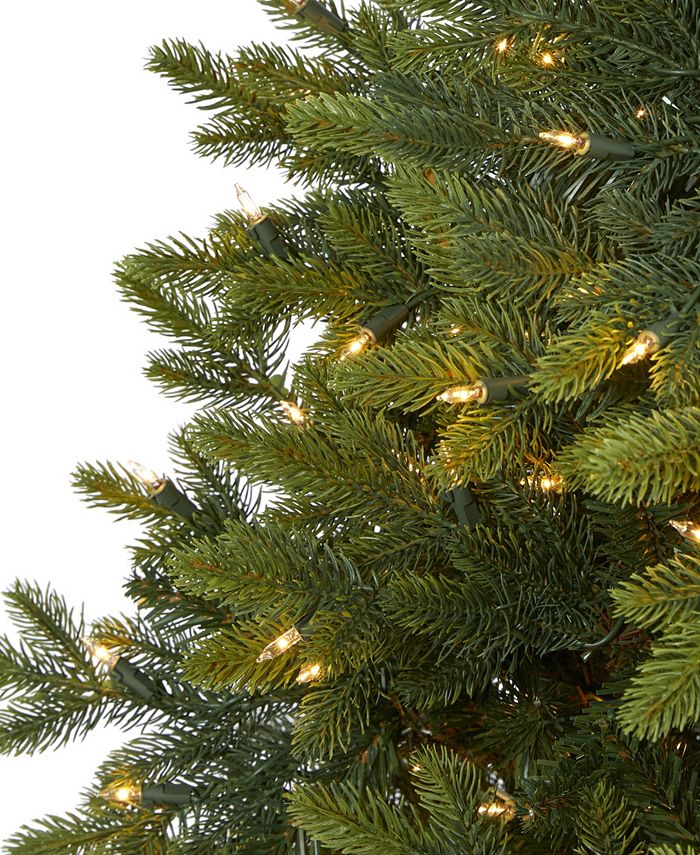 Nearly Natural North Carolina Fir Artificial Christmas Tree with Lights and Bendable Branches