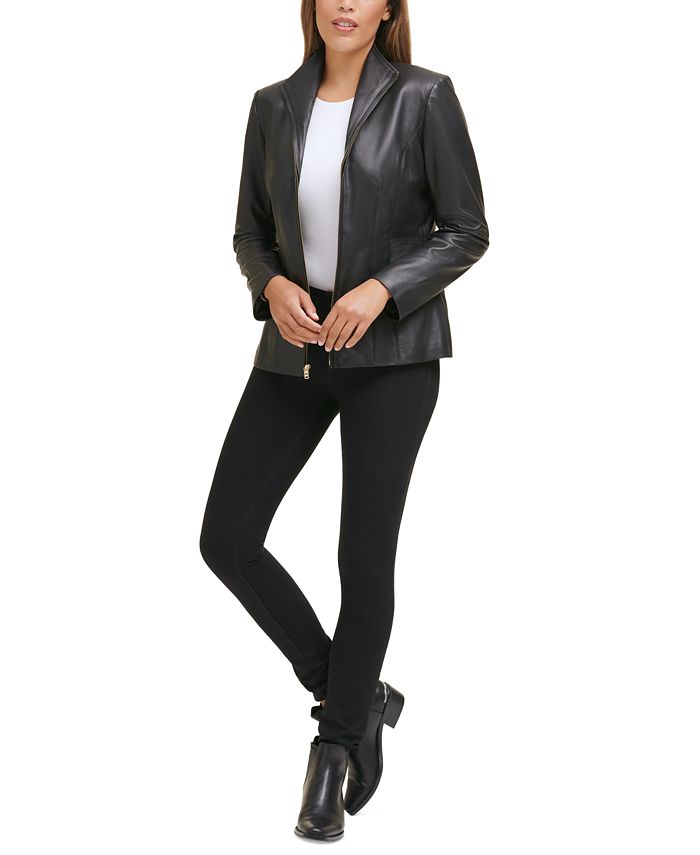 Cole haan plus size shop leather jacket