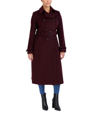 Cole Haan Women's Double-Breasted Belted Wool Blend Trench Coat - Macy's