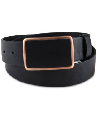 Sun + Stone Men's Bonded Leather Plaque Buckle Belt, Created for