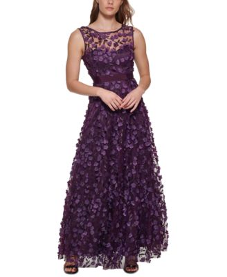 Eliza J Petite Sleeveless 3D Floral Gown - Macy's