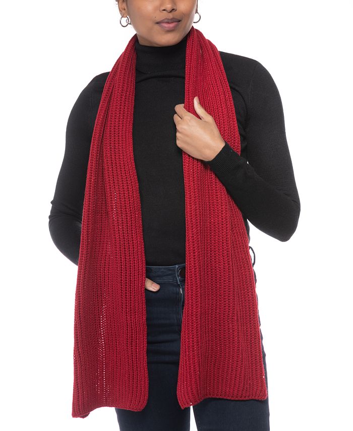 Bellemere New York Ribbed Cashmere Scarf in Red Womens Accessories Scarves and mufflers 