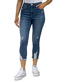 Juniors' High-Rise Distressed Cropped Skinny Jeans