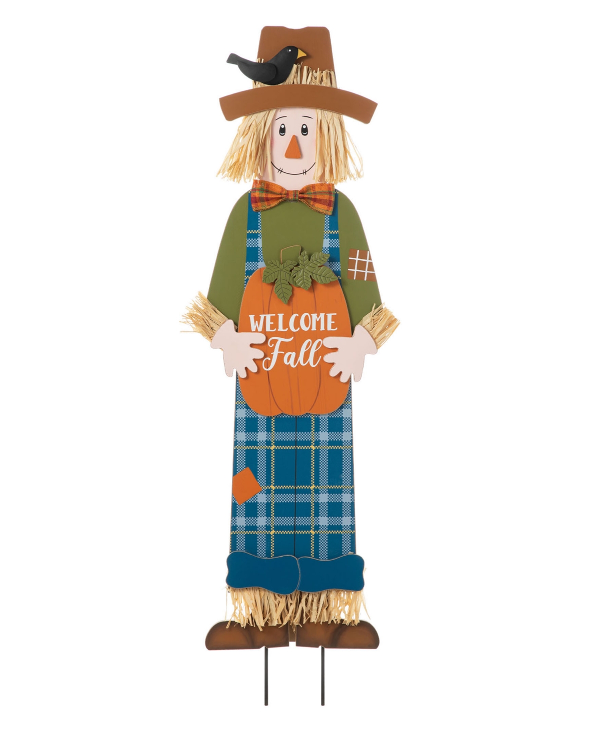 Fall Wooden Scarecrow Yard Stake, 48" - Multi