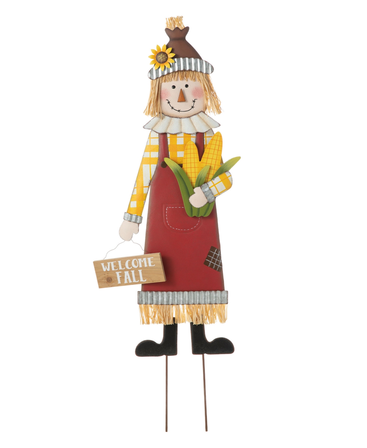 Glitzhome Metal Scarecrow Yard Stake Standing Hanging Sign, 37.25" In Multi