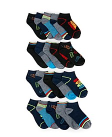 Big Boys Gamer Novelty Flat Knit Low Cut Socks, Pack of 20