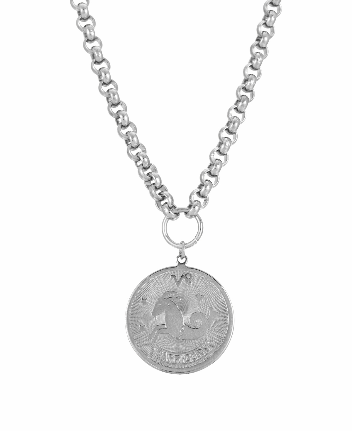 2028 Women's Round Capricorn Pendant Necklace In Silver-tone