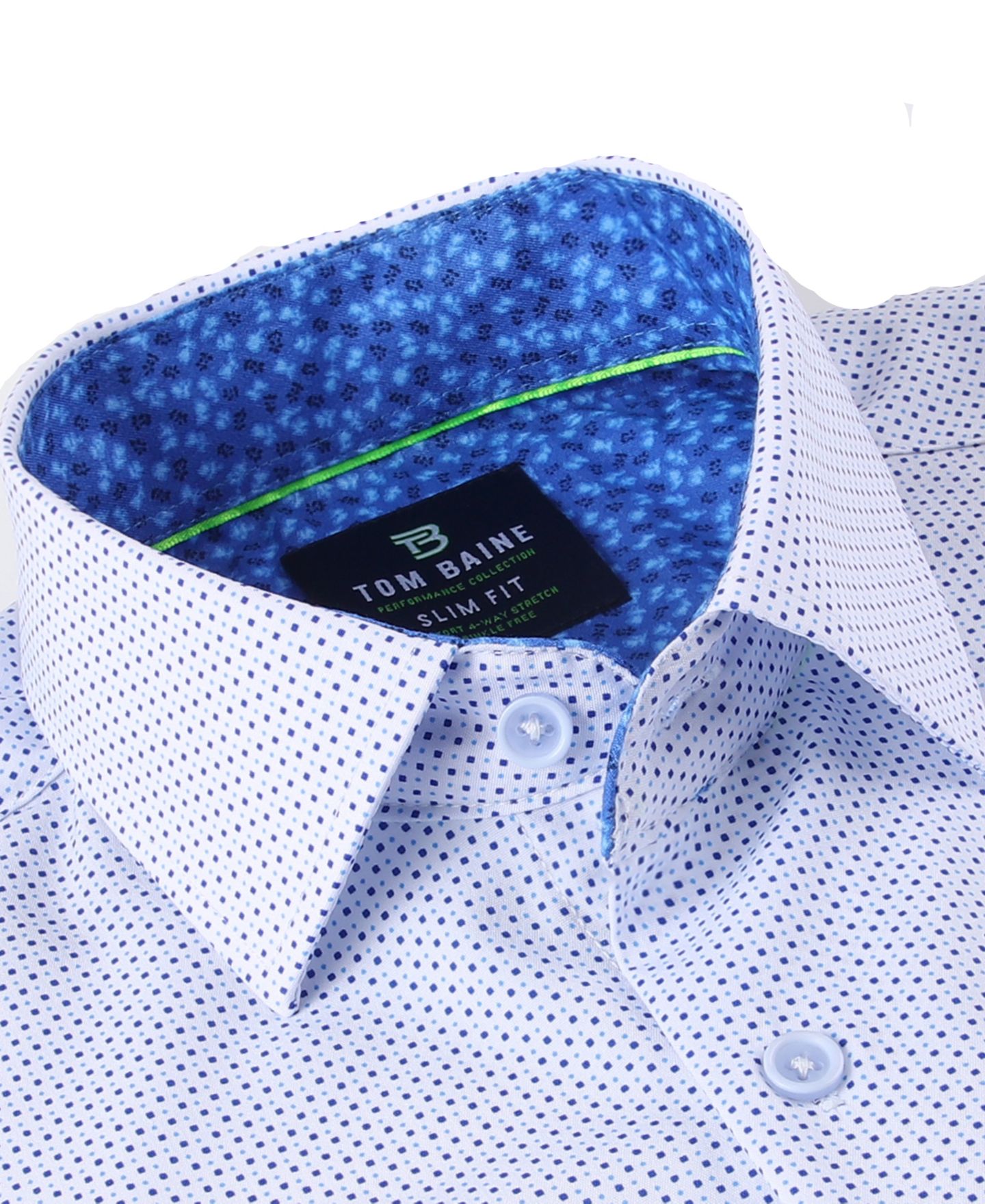 Мужская рубашка Tom Baine Slim Fit Short Sleeve Performance Button Down Dress Shirt, цвет: Белый — фото 2