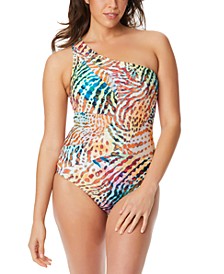 Beyond Swim Women's Cristiano Printed One-Shoulder One-Piece Swimsuit