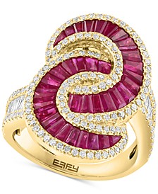 EFFY® Ruby (3 ct. t.w.) & Diamond (1 ct. t.w.) S Curve Statement Ring in 14k Gold
