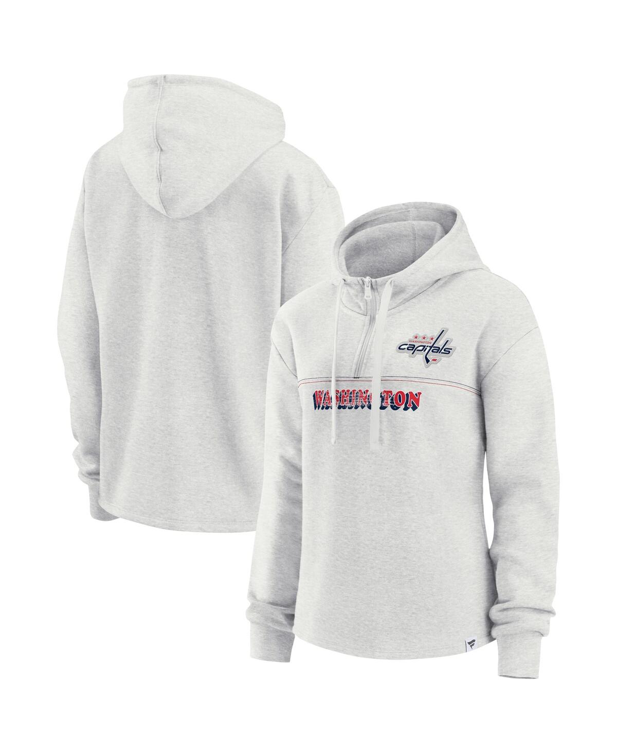 Fanatics Branded Ash Washington Capitals True Classics Legacy Quarter-zip Hoodie In Ash