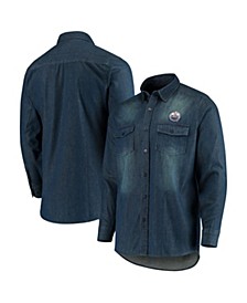 Men's Denim Edmonton Oilers Outlook Long Sleeve Button-Up Shirt