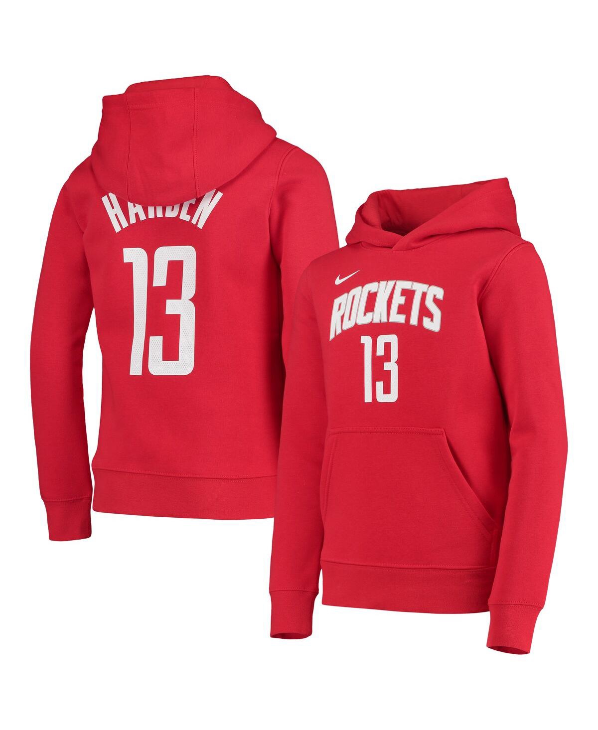 Boys Youth Nike James Harden Red Houston Rockets Name and Number Pullover Hoodie