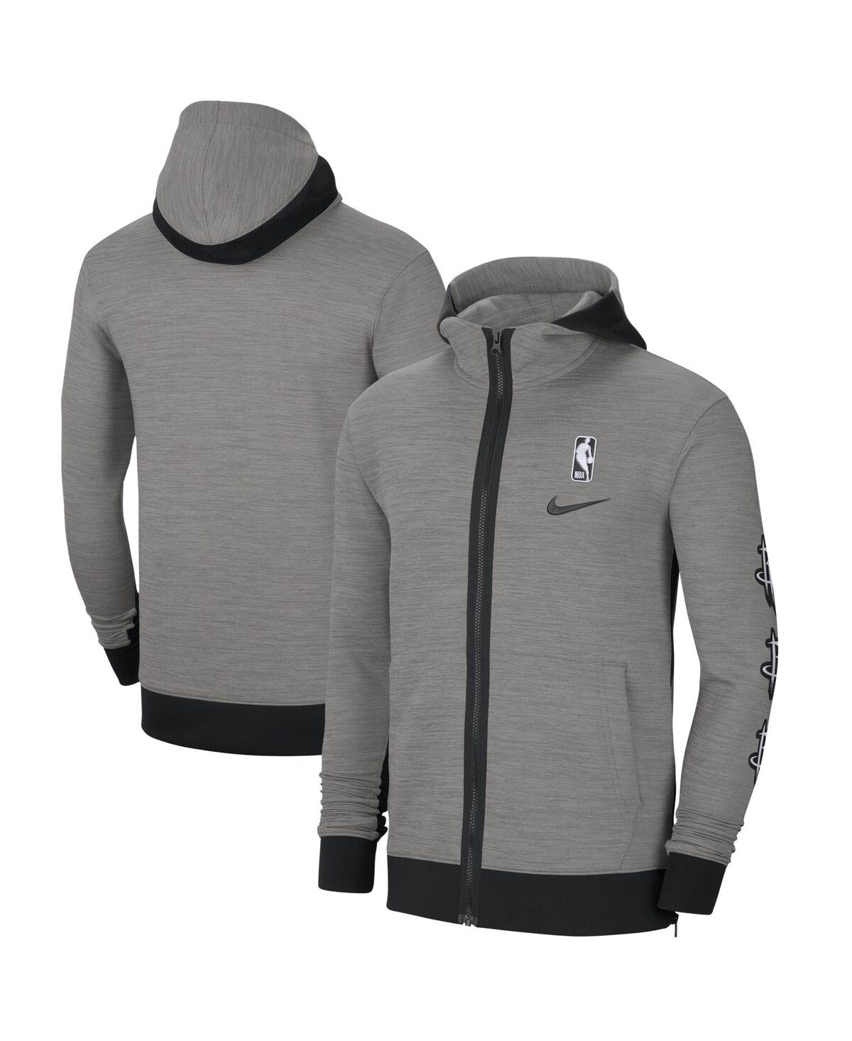 Men's Nike Heathered Charcoal Houston Rockets Authentic Showtime Performance Full-Zip Hoodie Jacket