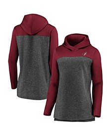 Women's Branded Heathered Charcoal and Garnet Arizona Coyotes Chiller Fleece Pullover Hoodie