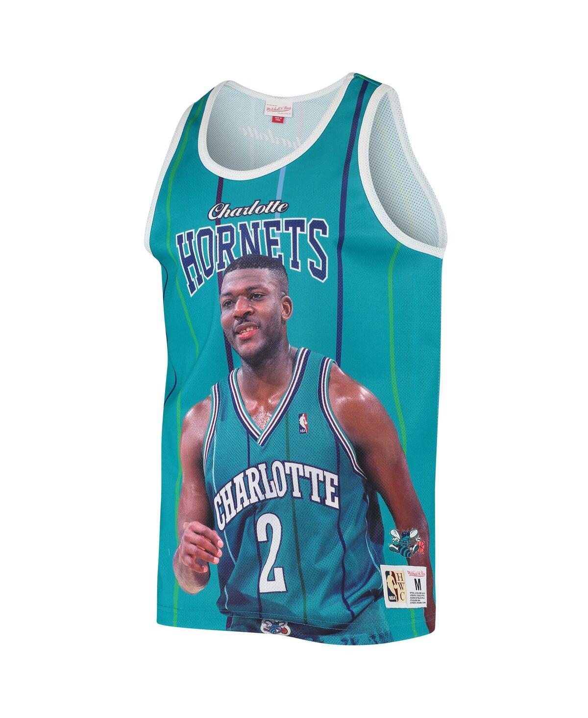 Mitchell & Ness Men's  Larry Johnson Teal Charlotte Hornets Hardwood Classics Player Tank Top In Teal