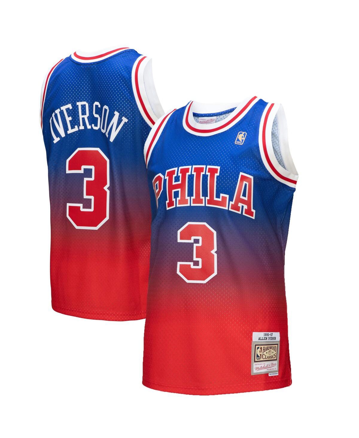 Men's Mitchell & Ness Allen Iverson Royal Philadelphia 76ers 1996/97 Hardwood Classics Fadeaway Swingman Player Jersey - Royal