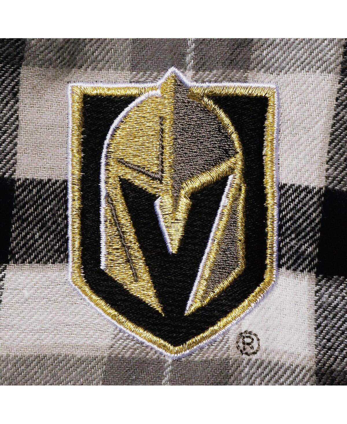 Shop Antigua Men's  Black And Gray Vegas Golden Knights Ease Plaid Button-up Long Sleeve Shirt In Black,gray