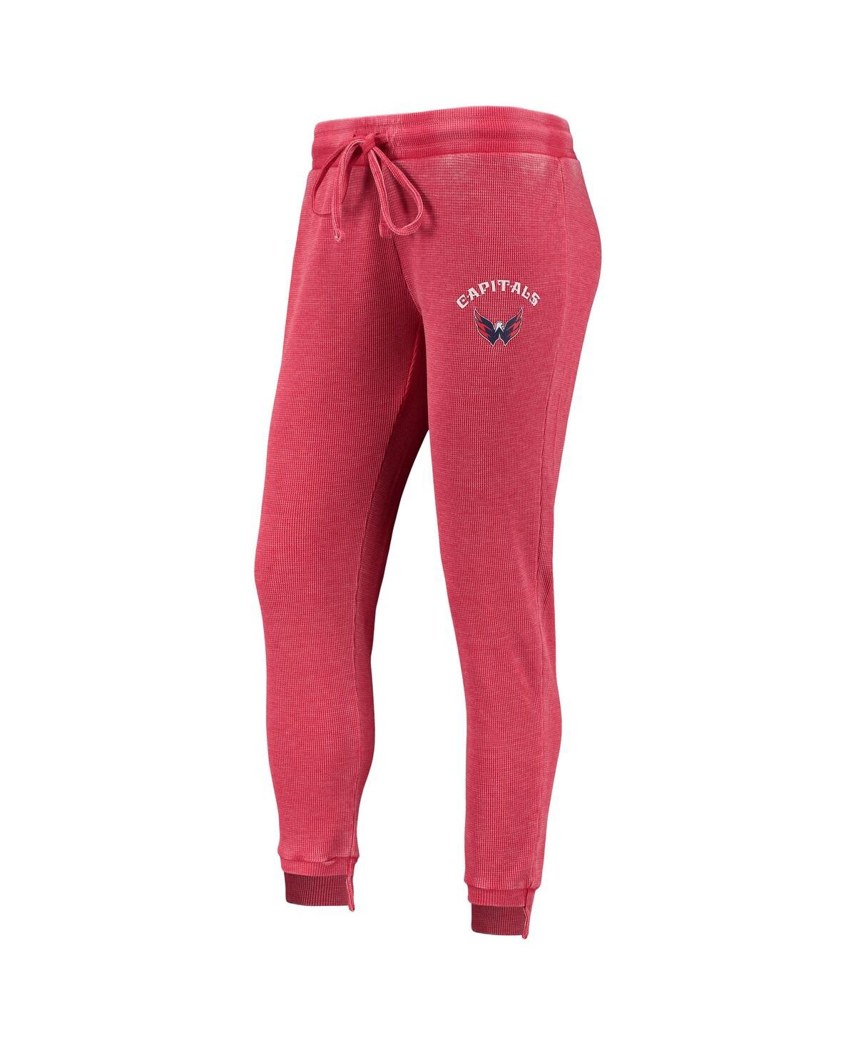 CONCEPTS SPORT WOMEN'S CONCEPTS SPORT RED, WHITE WASHINGTON CAPITALS RESURGENCE SLUB BURNOUT RAGLAN T-SHIRT AND JOG 