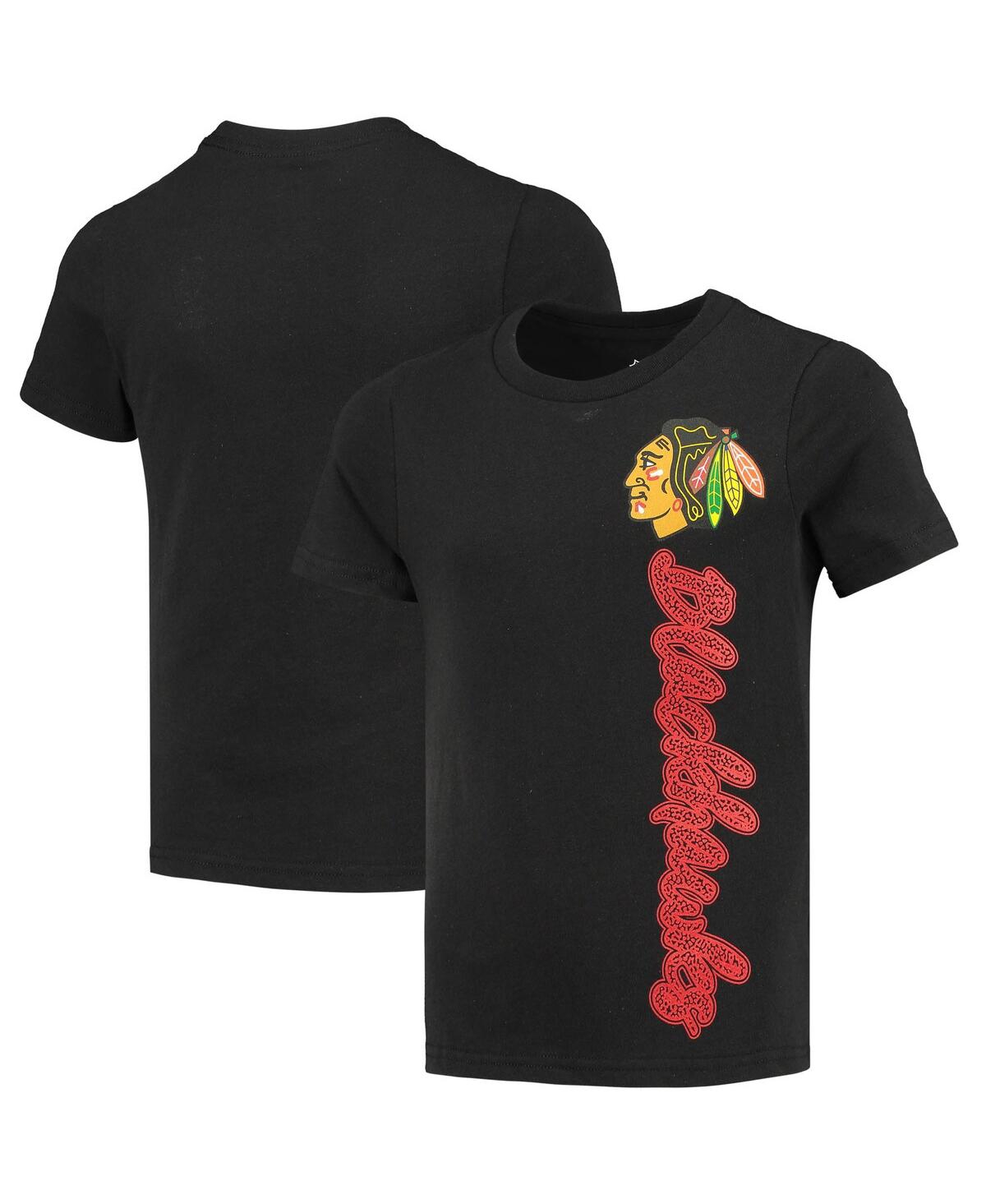 Big GirlsChicago Blackhawks Chenille Script T-shirt - Black