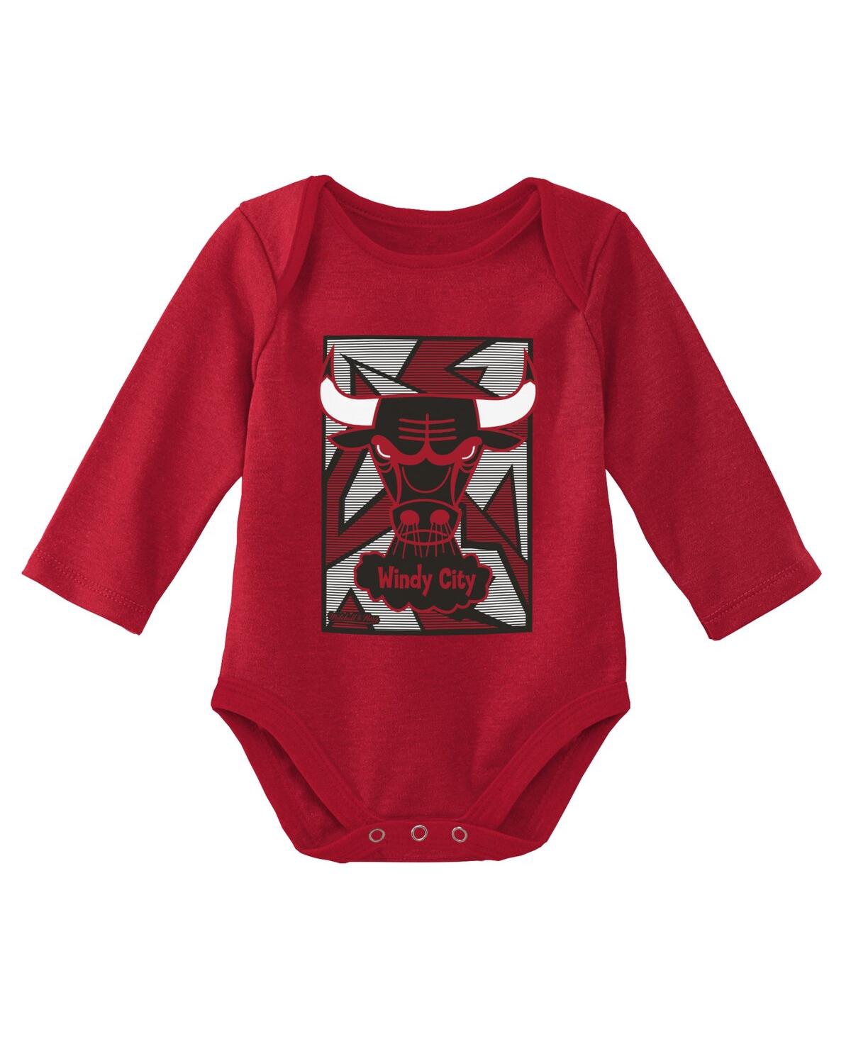 Shop Mitchell & Ness Infant Boys And Girls  Black, Red Chicago Bulls Hardwood Classics Bodysuits And Cuffe In Black,red