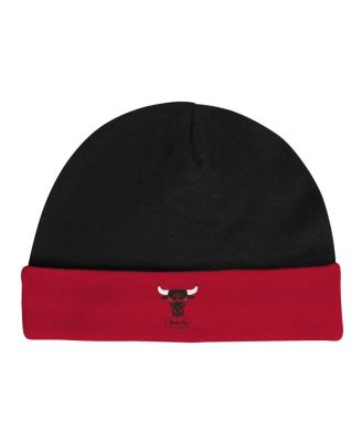 Infant Boys and Girls Black, Red Chicago Bulls Hardwood Classics Bodysuits and Cuffed Knit Hat Set