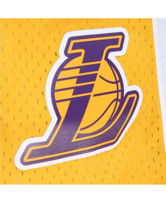 Men's Gold and Purple Los Angeles Lakers 2009/10 Hardwood Classics Fadeaway Reload 3.0 Swingman Shorts