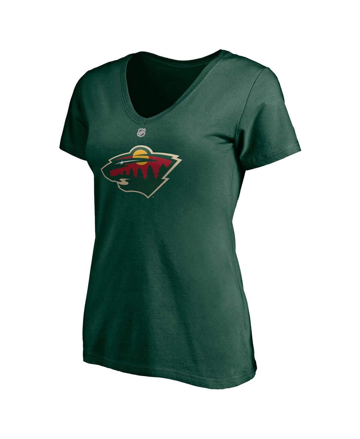 Shop Fanatics Women's  Marc-andre Fleury Green Minnesota Wild Authentic Stack Name And Number V-neck T-shi