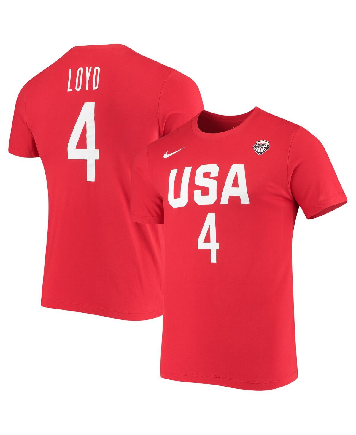Shop Nike Women's  Jewell Loyd Usa Basketball Red Name And Number Performance T-shirt