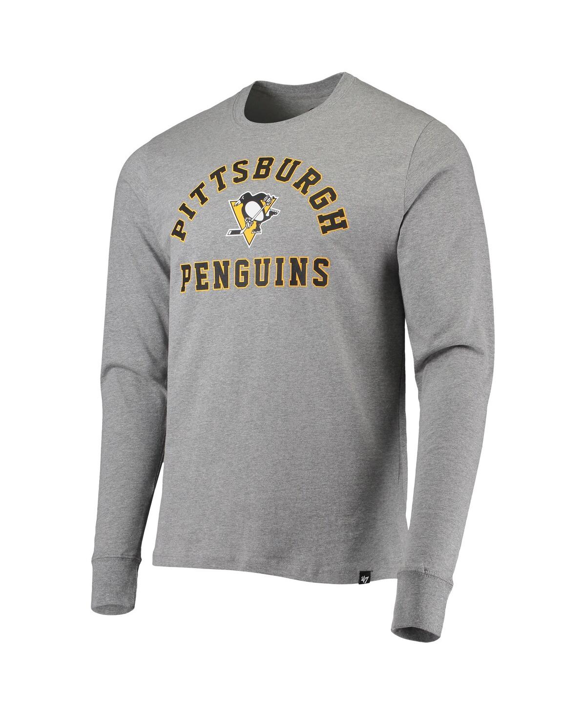 Shop 47 Brand Men's '47 Heathered Gray Pittsburgh Penguins Varsity Arch Super Rival Long Sleeve T-shirt