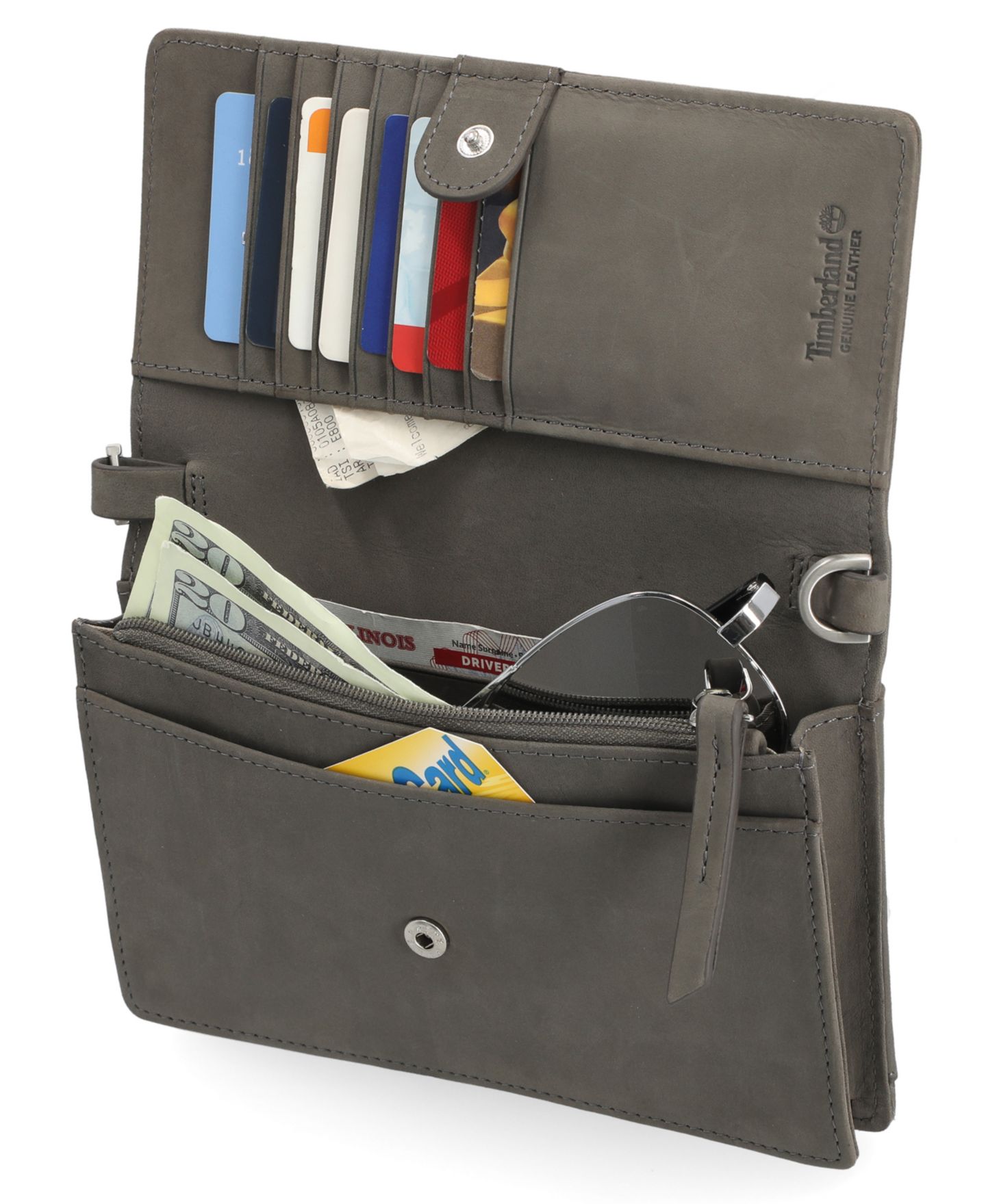 Женский кошелёк Timberland RFID Leather Crossbody Bag Wallet Purse, цвет: Тёмно-серый — фото 2