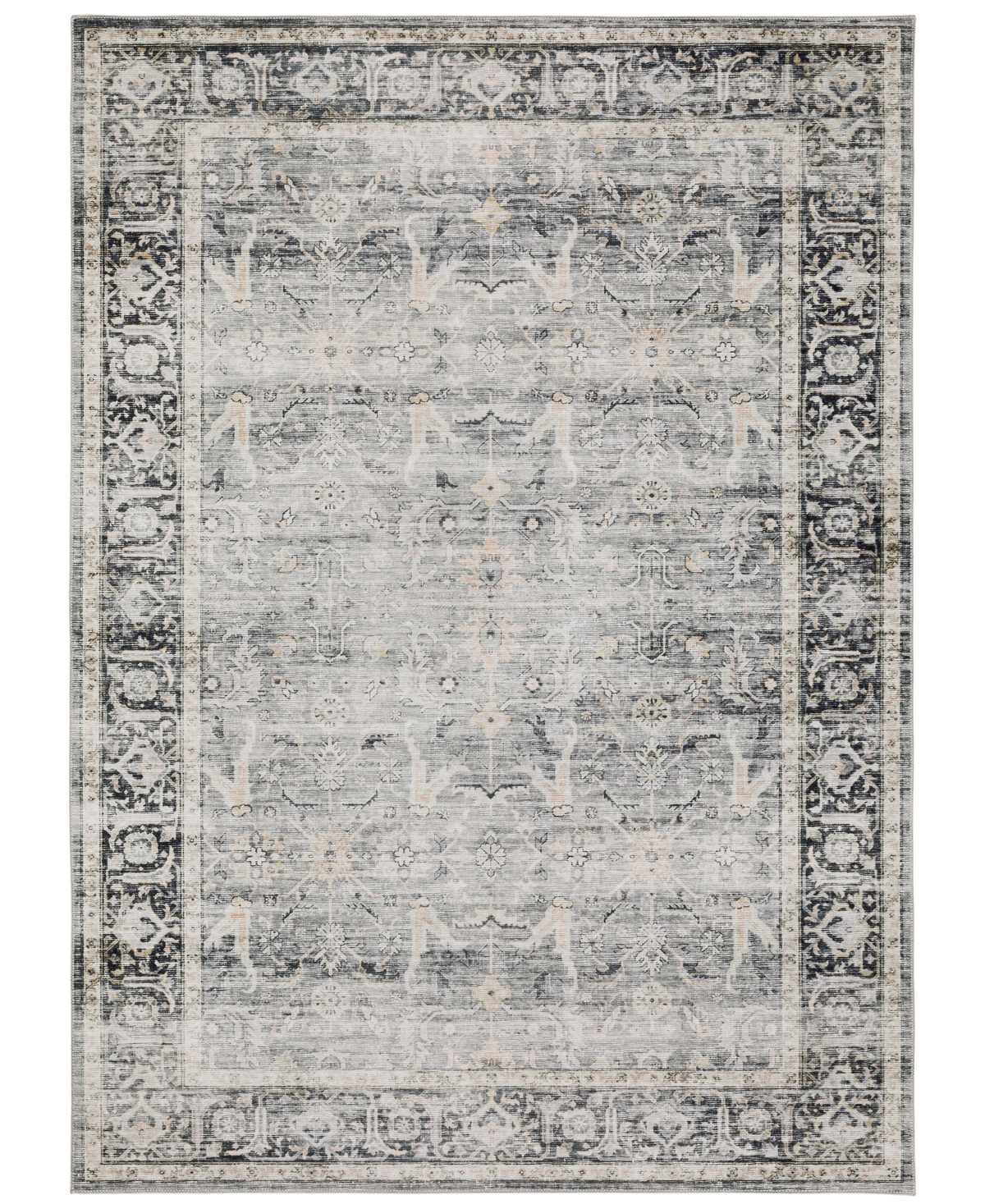 Jhb Design Sumter STR07 Machine-Washable 7'6in x 10' Area Rug - Charcoal