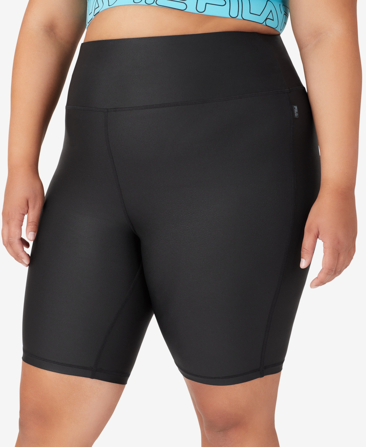 Fila Plus Size End Game Leather Look Bike Shorts
