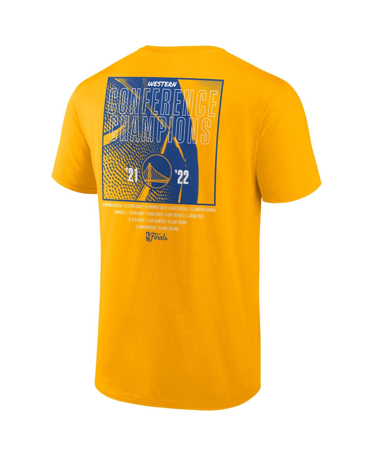 Men's Golden State Warriors Fanatics 2022 Western Conference Champions Balanced Attack Roster T-Shirt -- Gold