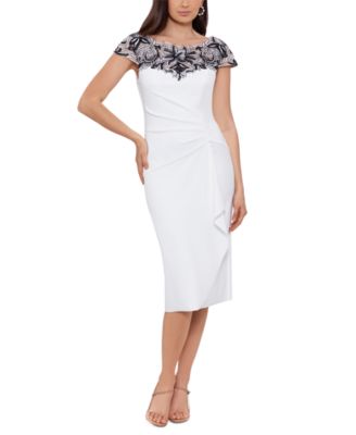 XSCAPE Women's Embroidered-Top Draped Bodycon Dress - Macy's