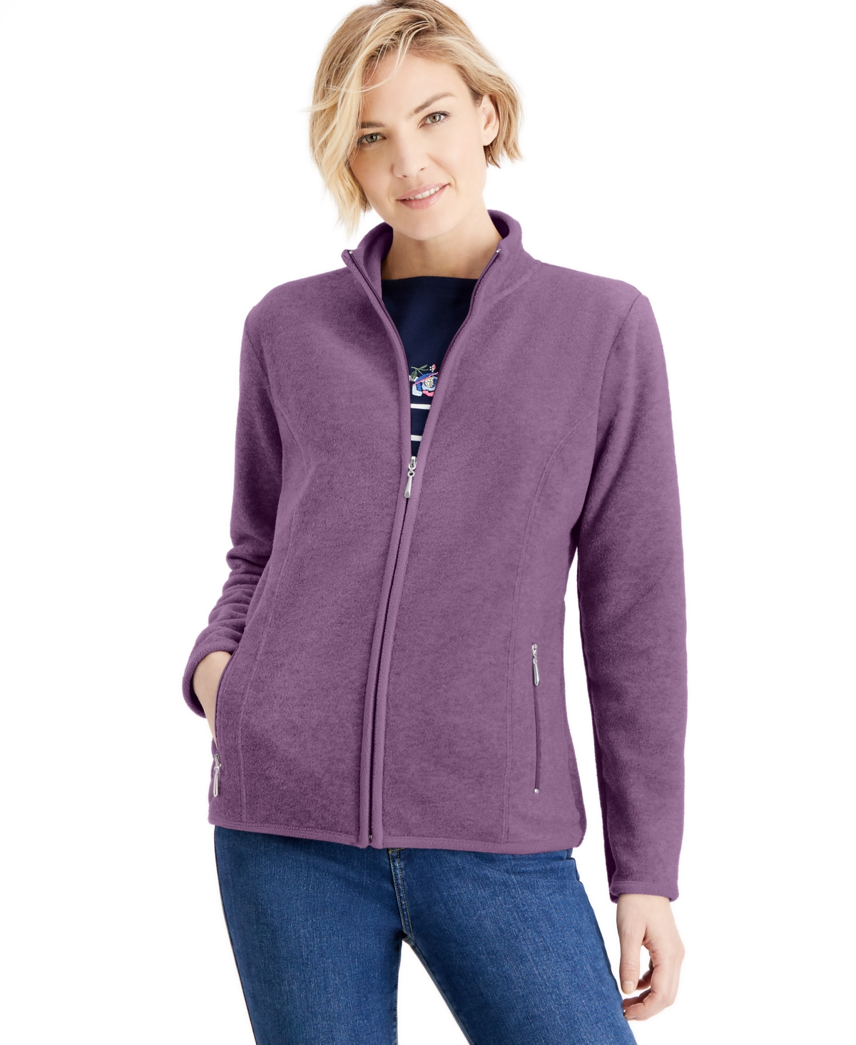 Karen Scott Sport Zip-Up Zeroproof Fleece Jacket, Created for Macy's