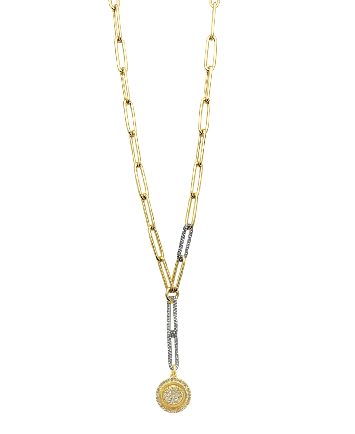 Shop Vince Camuto Two-tone Coin Pendant Y Necklace In Gold-tone