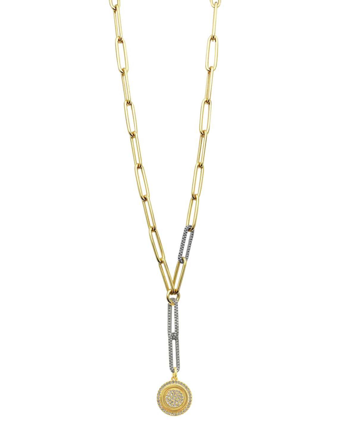 Two-Tone Coin Pendant Y Necklace - Gold-Tone