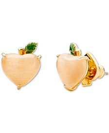 Gold-Tone Crystal Peach Stud Earrings