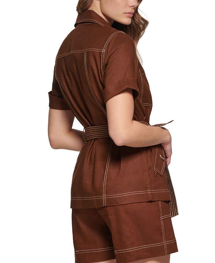 Calvin Klein Women's Short Sleeve Belted Jacket & Reviews Jackets