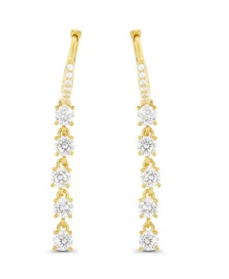 Dangling Huggie Earrings in 14K Gold Plated Sterling Silver