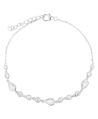 Pear and Round Anklet in 14K Gold Plated or Sterling Silver
