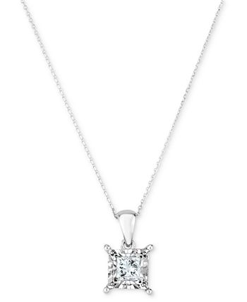 TruMiracle - 3/4 ct. t.w. Princess Solitaire Plus Pendant in 14k White Gold