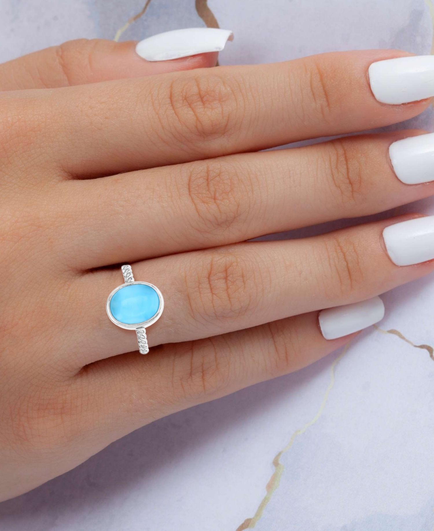 Larimar Oval Ring in Sterling Silver