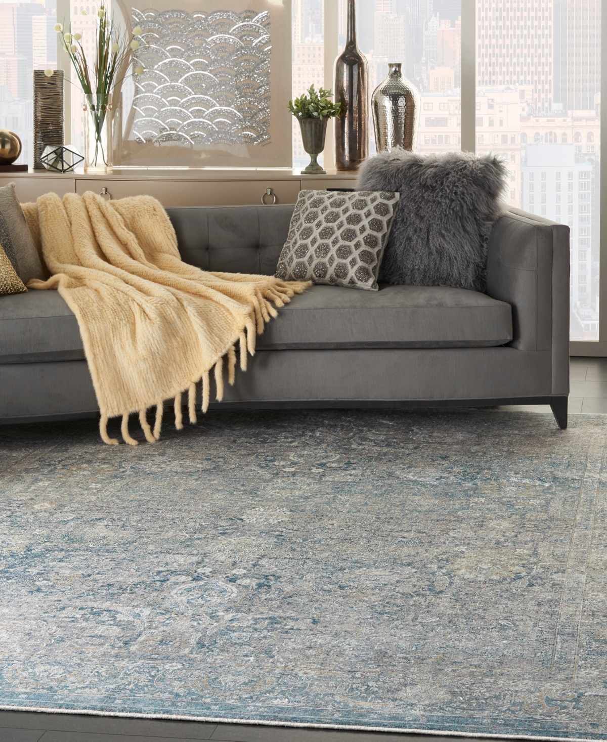 Nourison Home Starry Nights Stn01 8' X 10' Area Rug In Cream,blue