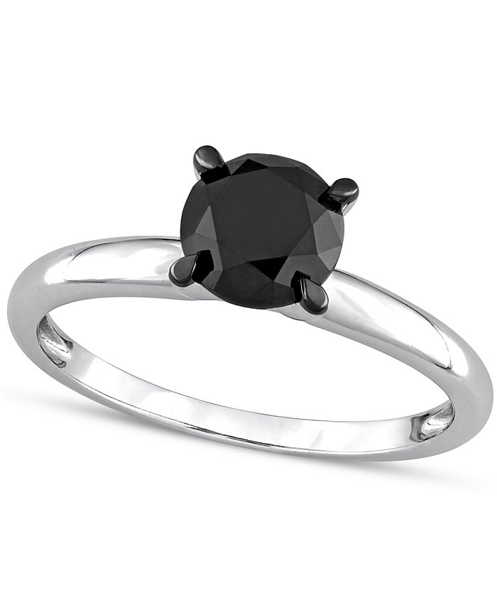 Macy's - Black Diamond Solitaire Engagement Ring (1-1/2 ct. t.w.) in 14k White Gold