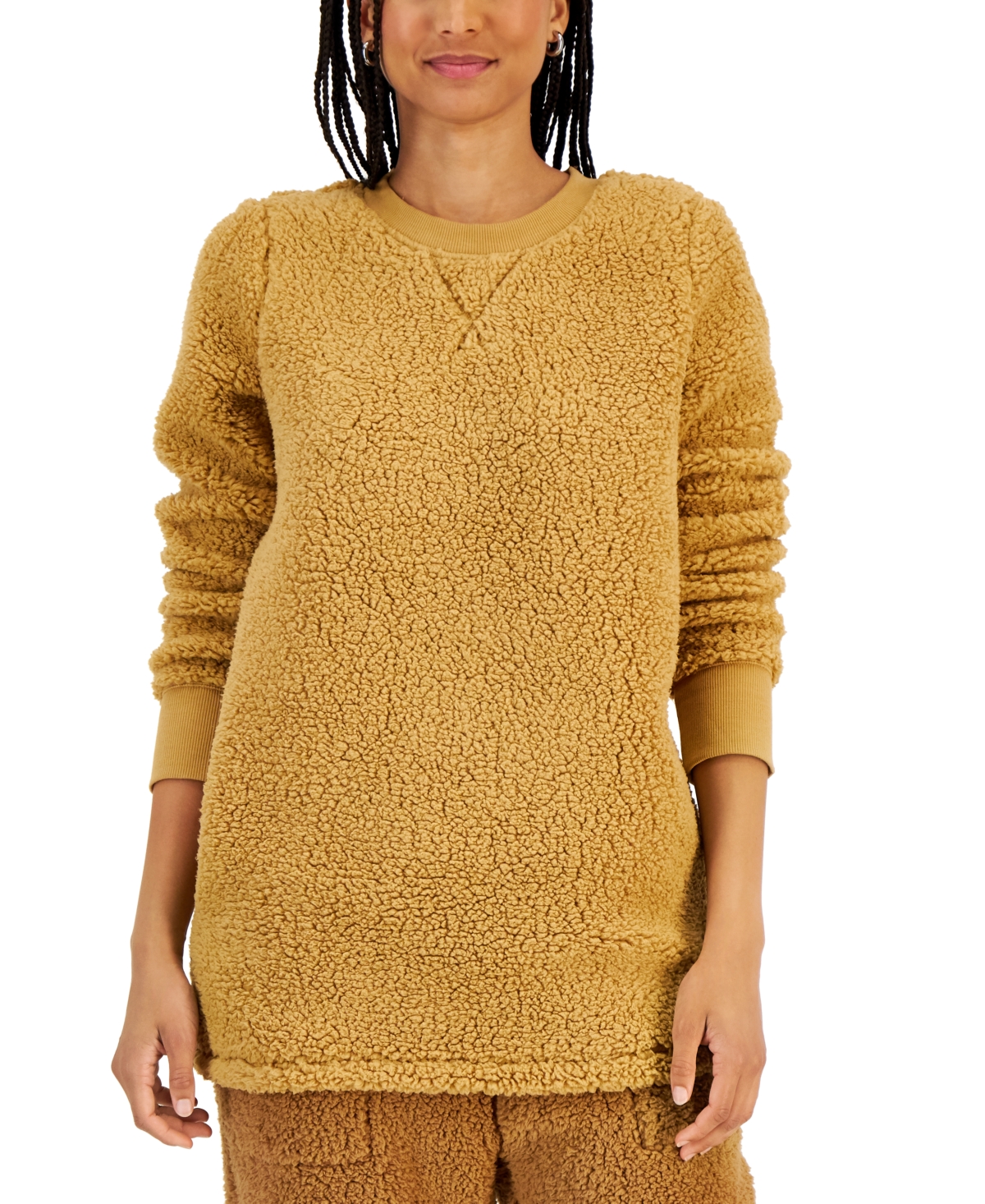 Style & Co Women's Sherpa Tunic, Created For Macy's In Warm Toffe