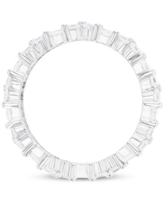 Cubic Zirconia Round & Baguette Eternity Band in Sterling Silver