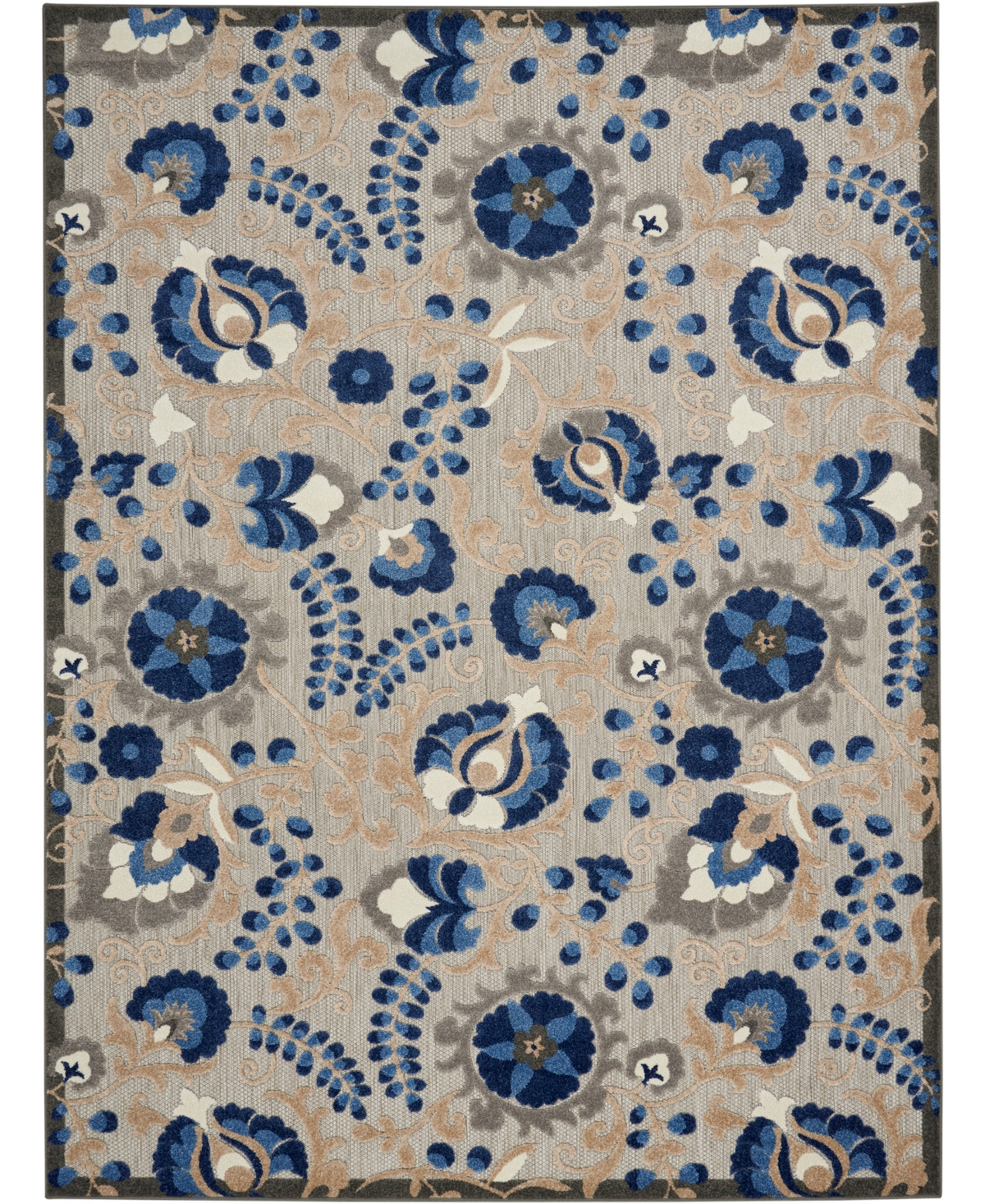Nourison Home Aloha Alh17 7' X 10' Outdoor Area Rug In Beige,blue
